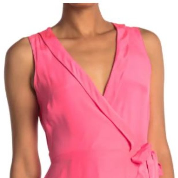 Amanda Uprichard Mary Kate Pink Silk Wrap Dress M - Picture 2 of 4